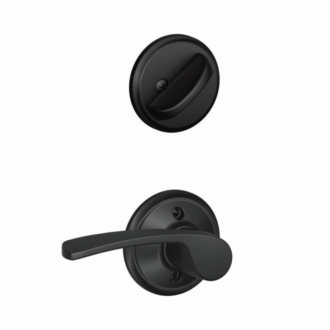 Schlage Right Hand Merano Lever Interior Active Trim - Exterior Handleset Sold Separately in Flat Black finish