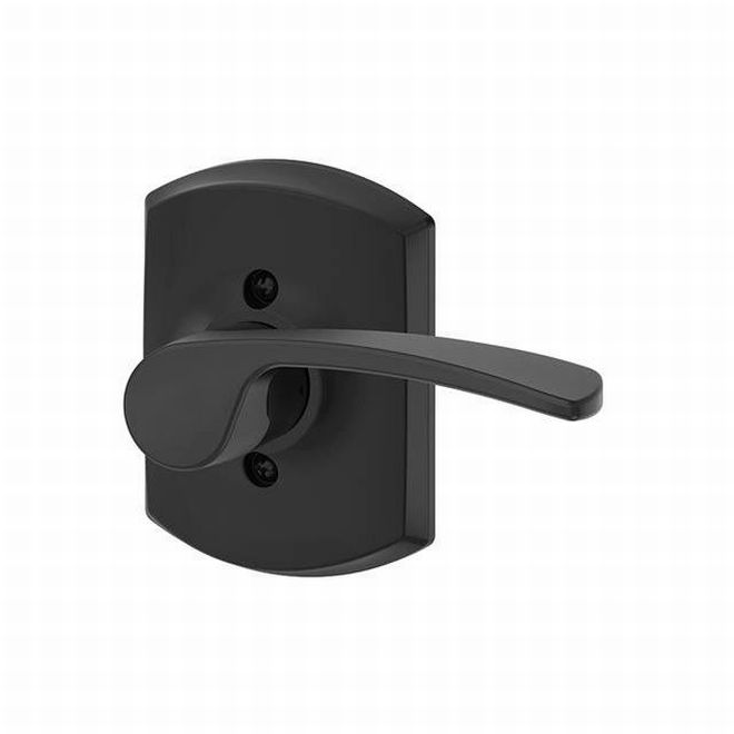 Schlage Right Hand Merano Lever With Greenwich Rosette Half Dummy in Flat Black finish