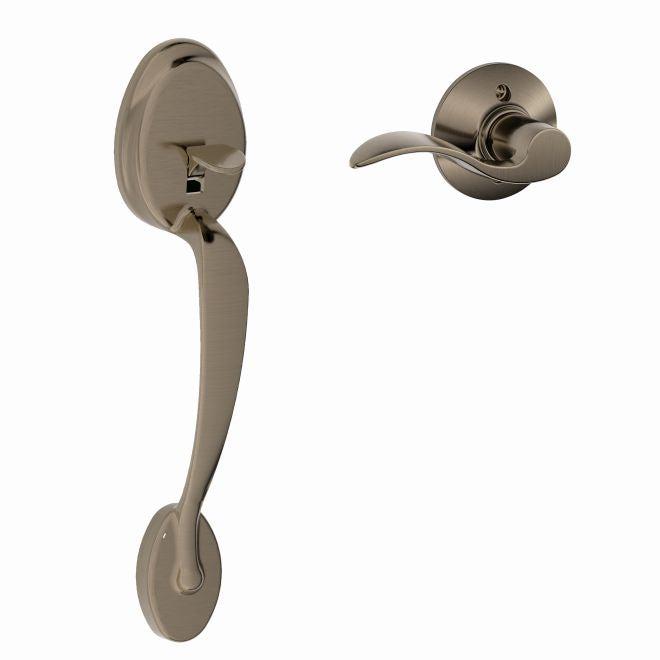 Schlage Right Hand Plymouth Bottom Half Handleset With Accent Lever in Antique Pewter finish