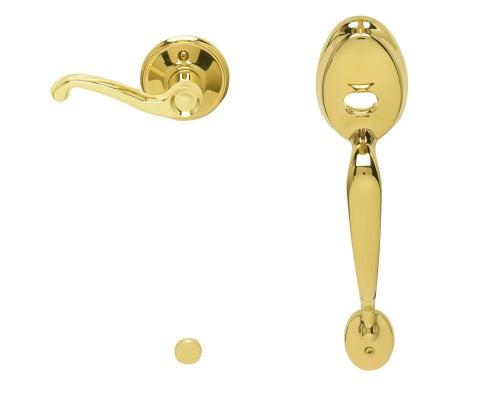 Schlage Right Hand Plymouth Bottom Half Handleset With Flair Lever in Lifetime Brass finish