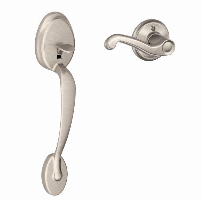 Schlage Right Hand Plymouth Bottom Half Handleset With Flair Lever in Satin Nickel finish