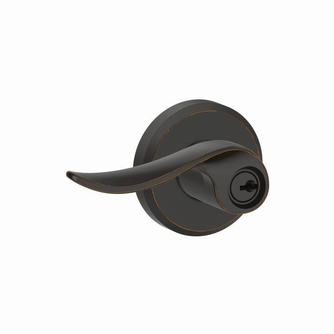 Schlage Sacramento Lever With Greyson Rosette Keyed Entry Lock in Aged Bronze finish