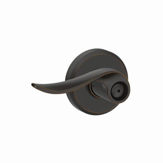 Schlage Sacramento Privacy Lever With Greyson Rosette in Aged Bronze finish