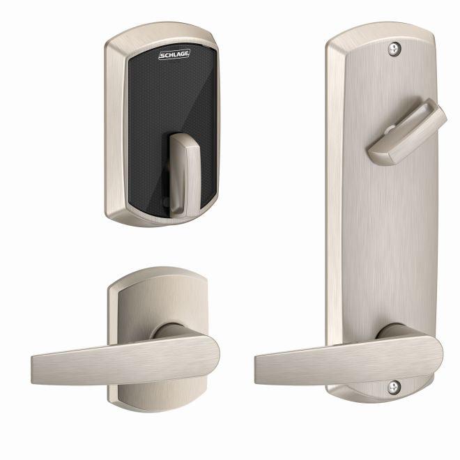 Schlage Schlage Control Smart Interconnected Locks with Greenwich Trim and Jupiter Lever in Satin Nickel finish