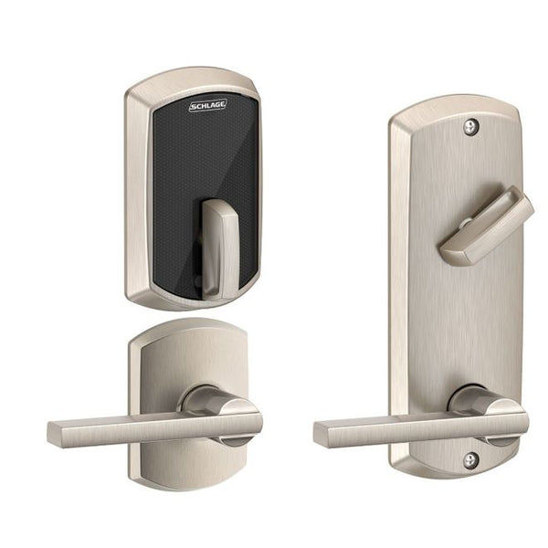 Schlage Schlage Control Smart Interconnected Locks with Greenwich Trim and Latitude Lever in Satin Nickel finish