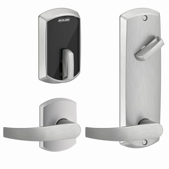 Schlage Schlage Control Smart Interconnected Locks with Greenwich Trim and Neptune Lever in Satin Chrome finish