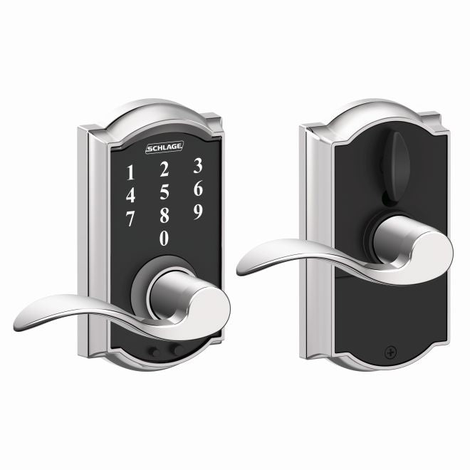 Schlage Schlage Touch Keyless Touchscreen Lever with Camelot trim and Accent Lever in Bright Chrome finish