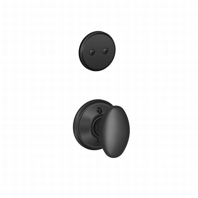 Schlage Siena Knob Dummy Interior Trim - Exterior Handleset Sold Separately in Flat Black finish