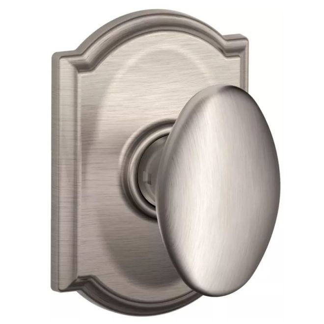 Schlage Siena Knob Half Dummy With Camelot Rosette in Satin Nickel finish