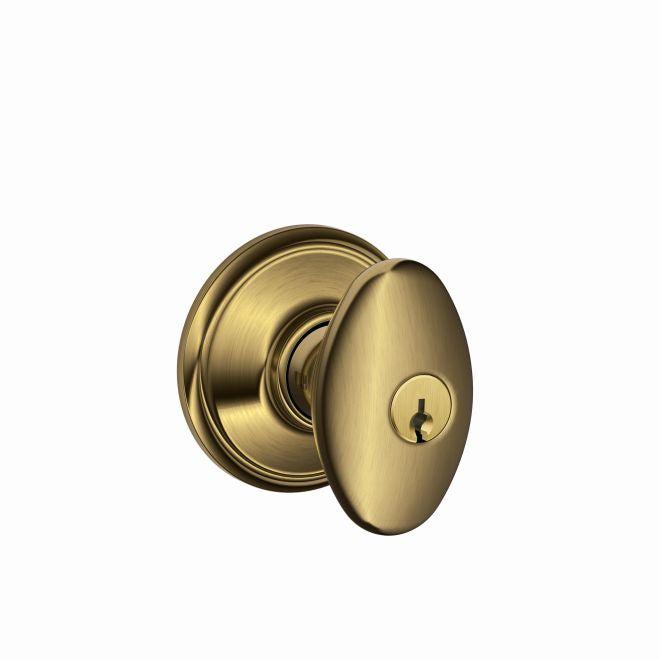 Schlage Siena Knob Keyed Entry Lock in Antique Brass finish