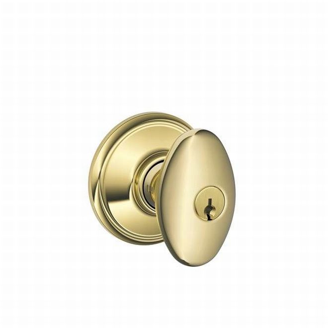 Schlage Siena Knob Keyed Entry Lock in Bright Brass finish