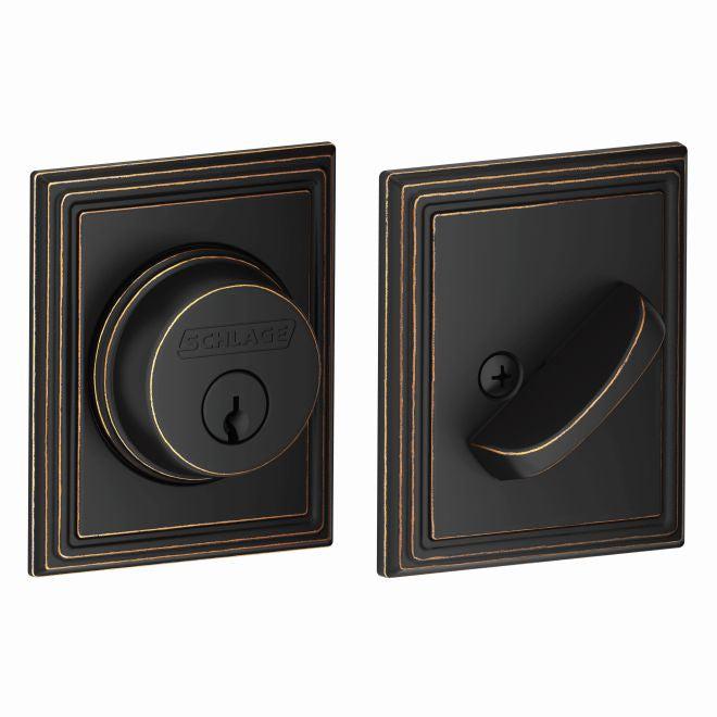 Schlage Single Cylinder Deadbolt With Addison Trim in Aged Bronze finish