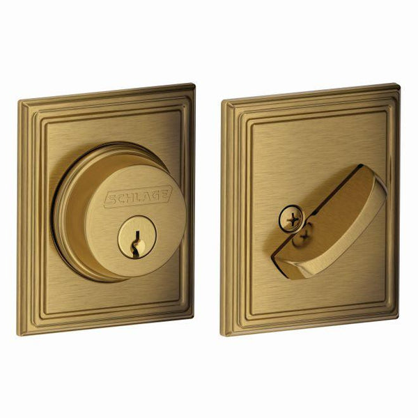 Schlage Single Cylinder Deadbolt With Addison Trim in Antique Brass finish