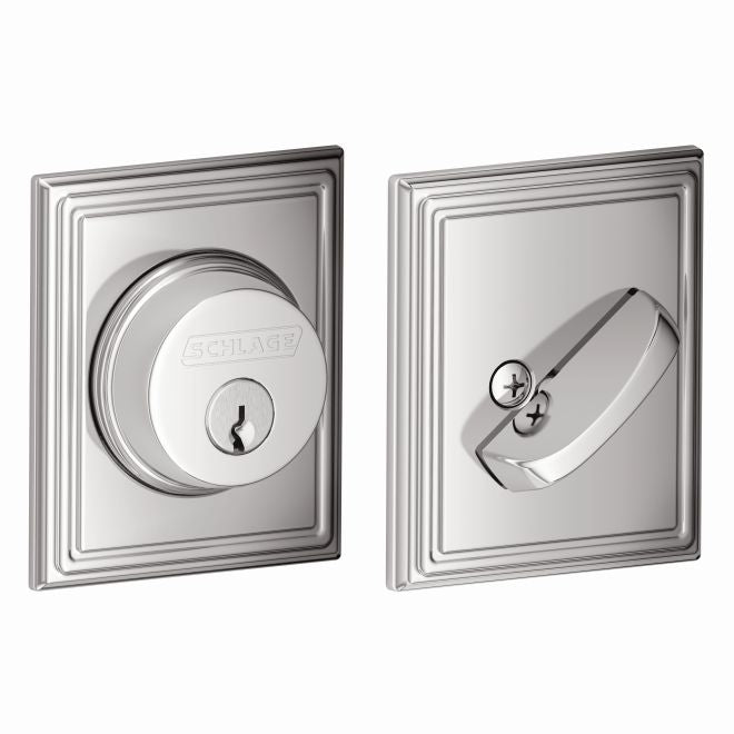 Schlage Single Cylinder Deadbolt With Addison Trim in Bright Chrome finish