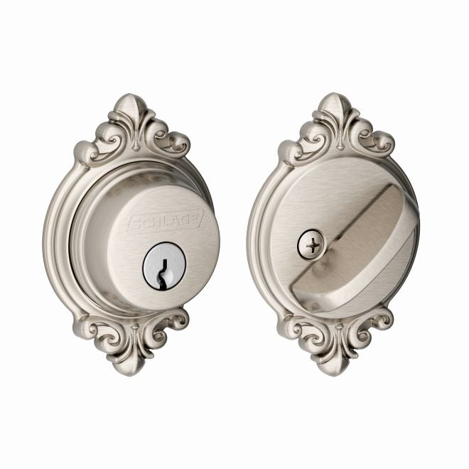 Schlage Single Cylinder Deadbolt With Brookshire Trim in Satin Nickel finish