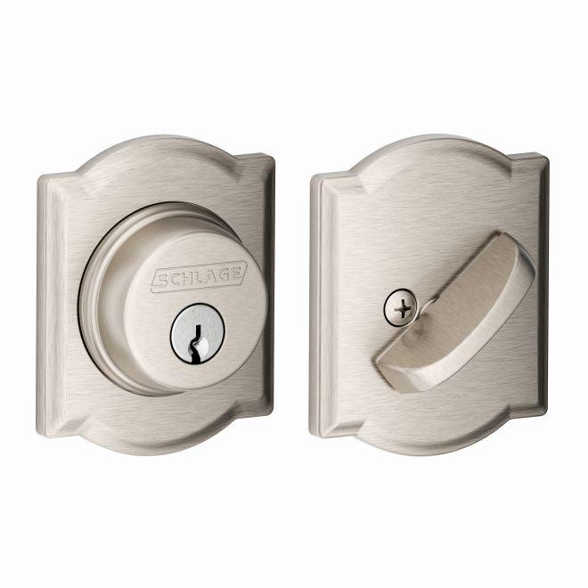 Schlage Single Cylinder Deadbolt With Camelot Trim in Satin Nickel finish