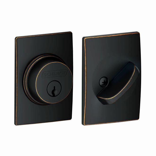 Schlage Single Cylinder Deadbolt With Century Trim in Aged Bronze finish