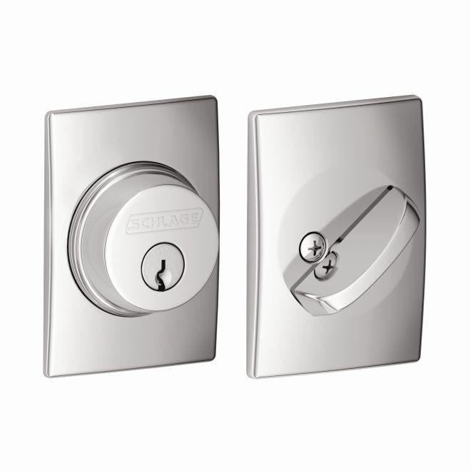 Schlage Single Cylinder Deadbolt With Century Trim in Bright Chrome finish