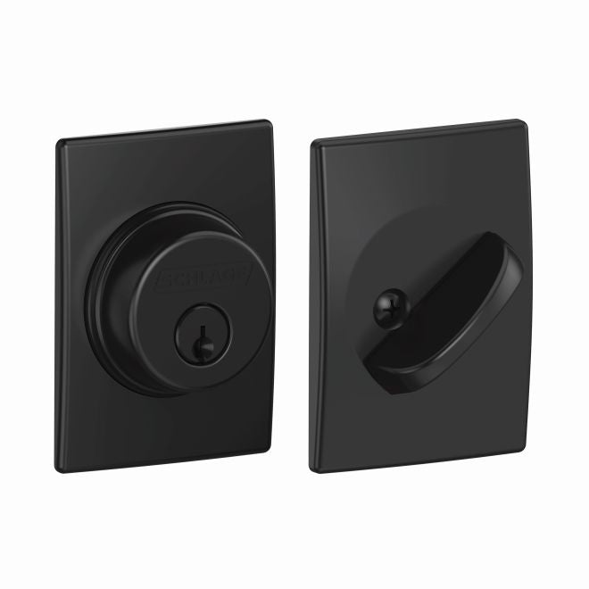 Schlage Single Cylinder Deadbolt With Century Trim in Flat Black finish