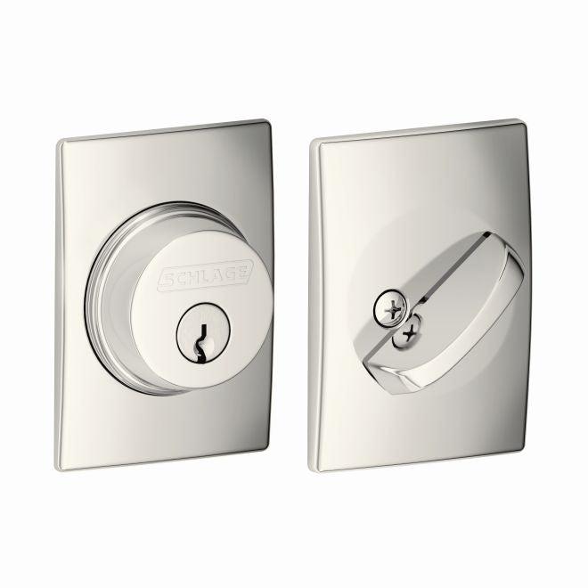 Schlage Single Cylinder Deadbolt With Century Trim in Polished Nickel finish