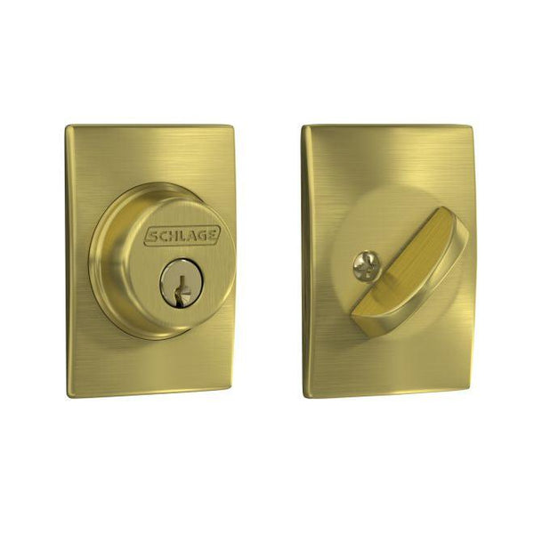 Schlage Single Cylinder Deadbolt With Century Trim in Satin Brass finish