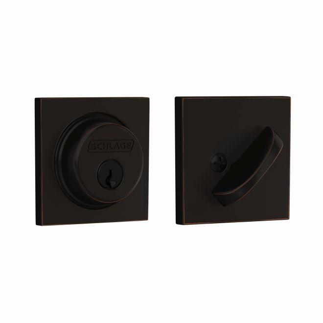 Schlage Single Cylinder Deadbolt With Collins Trim in Aged Bronze finish