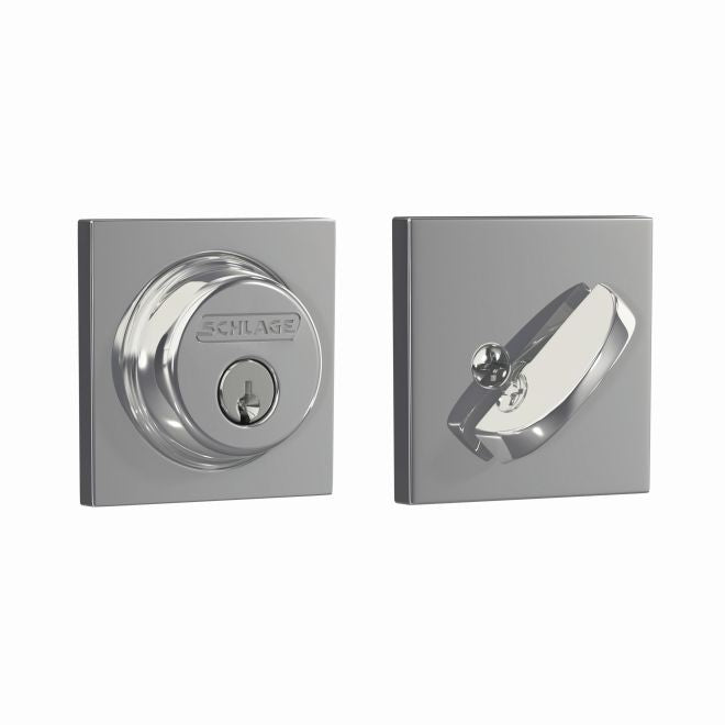 Schlage Single Cylinder Deadbolt With Collins Trim in Bright Chrome finish