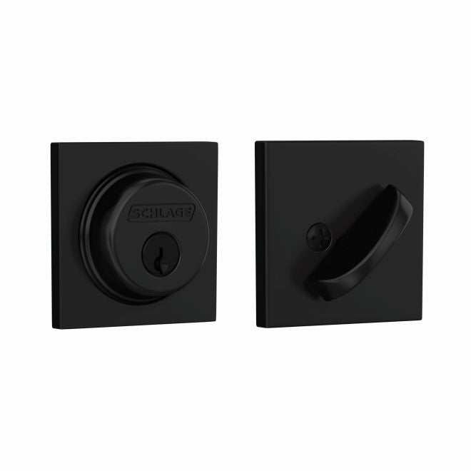 Schlage Single Cylinder Deadbolt With Collins Trim in Flat Black finish