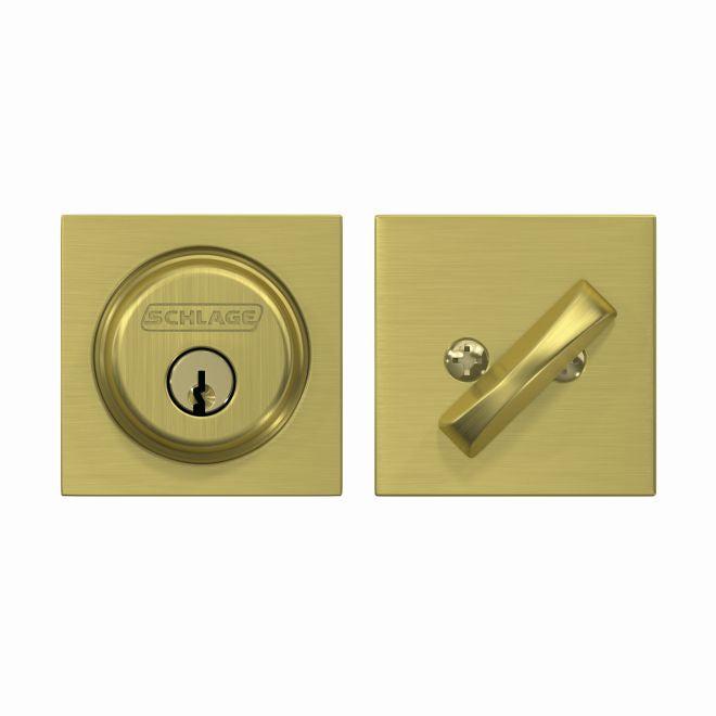 Schlage Single Cylinder Deadbolt With Collins Trim in Satin Brass finish