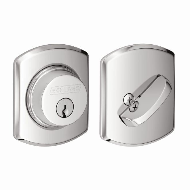 Schlage Single Cylinder Deadbolt With Greenwich Trim in Bright Chrome finish