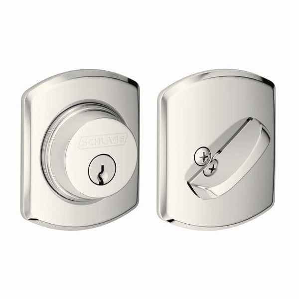 Schlage Single Cylinder Deadbolt With Greenwich Trim in Polished Nickel finish