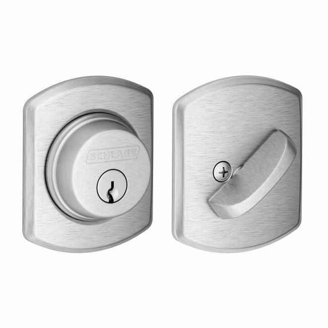 Schlage Single Cylinder Deadbolt With Greenwich Trim in Satin Chrome finish