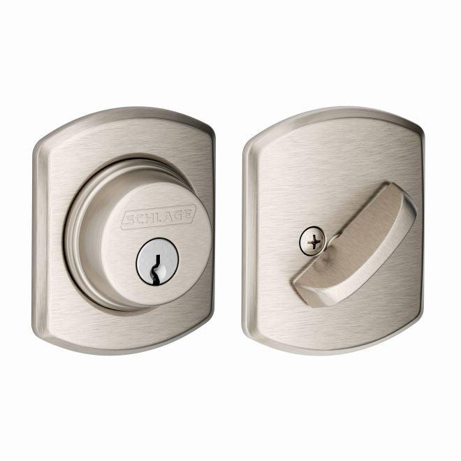 Schlage Single Cylinder Deadbolt With Greenwich Trim in Satin Nickel finish