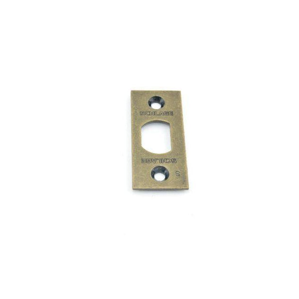 Schlage Square Corner Spring Latch Face Plate Satin Brass Finish in Antique Brass finish