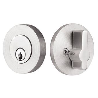 Stainless Steel Modern Disc Single Cylinder Keyed Deadbolt in Brushed Stainless Steel#finish option_Brushed Stainless Steel