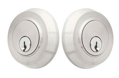 Stainless Steel Round Double Cylinder Keyed Deadbolt in Brushed Stainless Steel#finish option_Brushed Stainless Steel