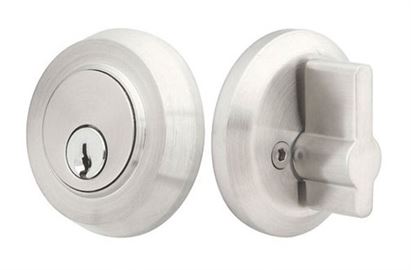 Stainless Steel Round Single Cylinder Keyed Deadbolt in Brushed Stainless Steel#finish option_Brushed Stainless Steel