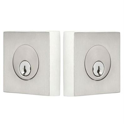 Stainless Steel Square Double Cylinder Keyed Deadbolt in Brushed Stainless Steel#finish option_Brushed Stainless Steel