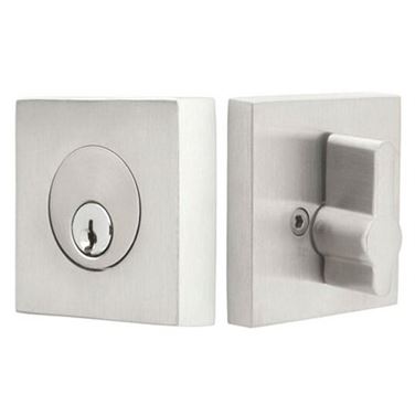 Stainless Steel Square Single Cylinder Keyed Deadbolt in Brushed Stainless Steel#finish option_Brushed Stainless Steel