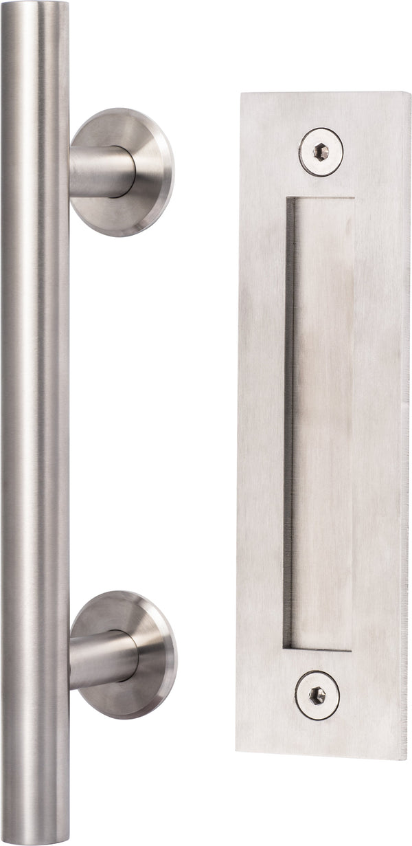 Sure-Loc Barn Door Handle, 12", Ladder With Flush Handle in Satin Stainless Steel finish