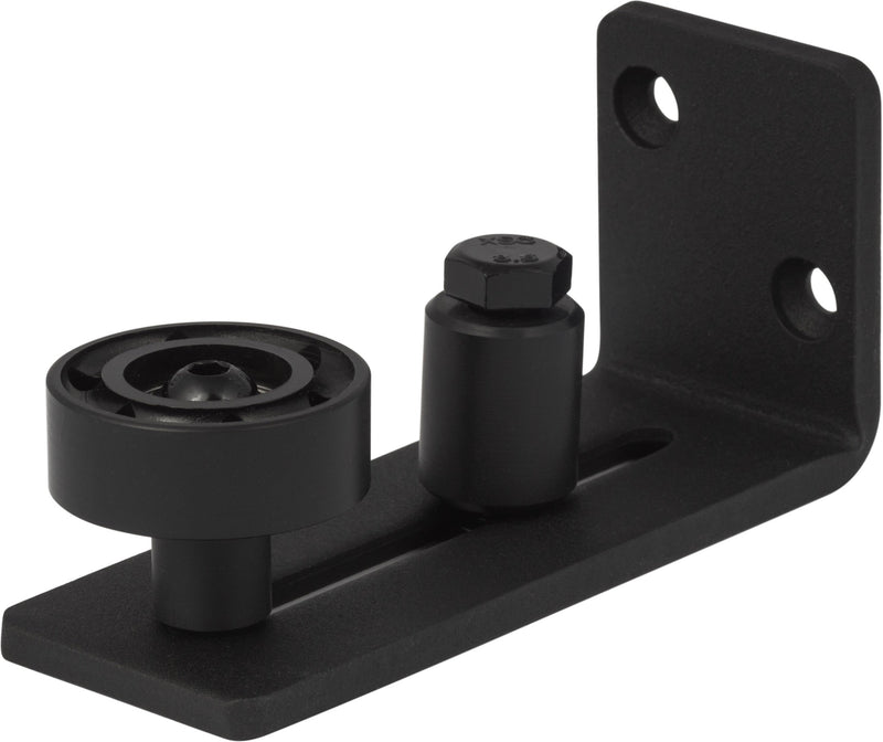 Sure-Loc Barn Track Adjustable Roller Guide, Wall Mounted in Flat Black finish