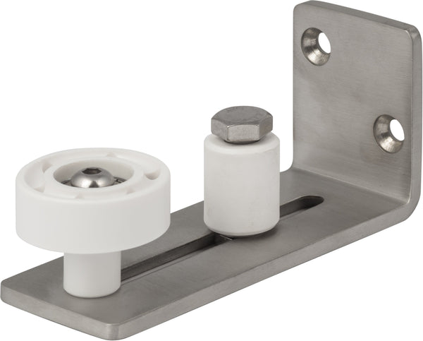 Sure-Loc Barn Track Adjustable Roller Guide, Wall Mounted in Satin Nickel finish