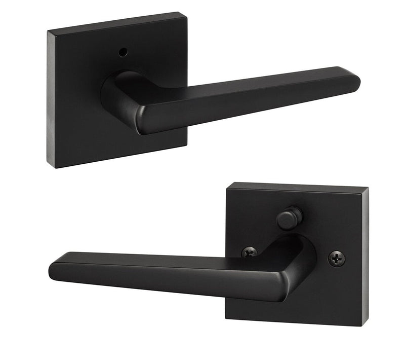 The Sure-Loc Basel Lever with Square Rosette in Flat Black finish