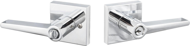 The Sure-Loc Basel Lever with Square Rosette in Polished Chrome finish