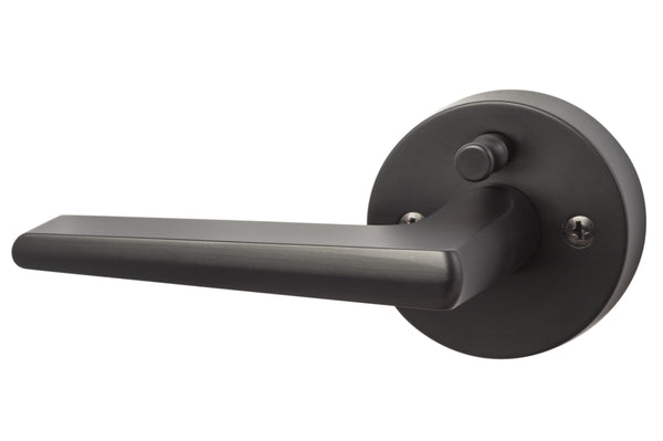 Sure-Loc Basel Round Privacy Lever, Reversible Handing in Flat Black finish