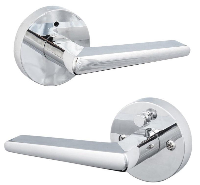 Sure-Loc Basel Round Privacy Lever, Reversible Handing in Polished Chrome finish