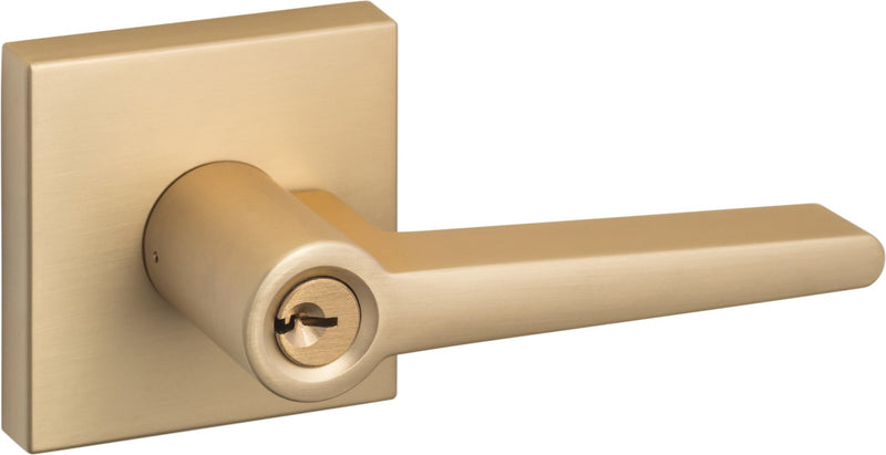 Sure-Loc Basel Square Entry Lever in Satin Brass finish