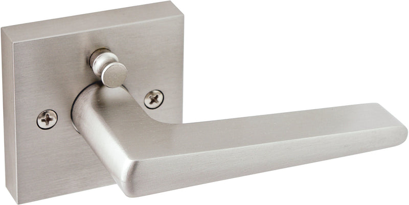 Sure-Loc Basel Square Privacy Lever, Reversible Handing in Satin Nickel finish