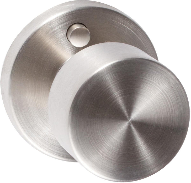 The Sure-Loc Bergen Knob with Round Rosette in Satin Stainless Steel finish