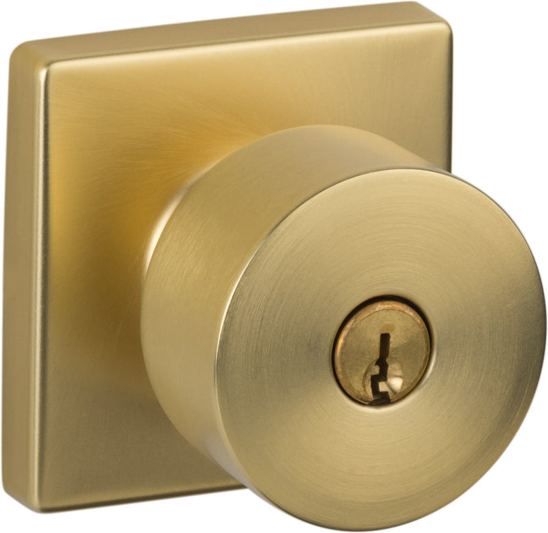 Sure-Loc Bergen Square Entry Knobset in Satin Brass finish